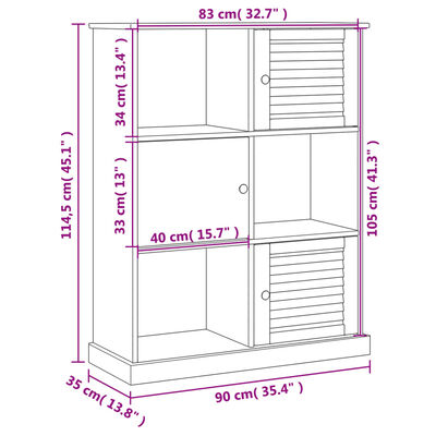 vidaXL Bibliothèque VIGO gris 90x35x114,5 cm bois massif de pin