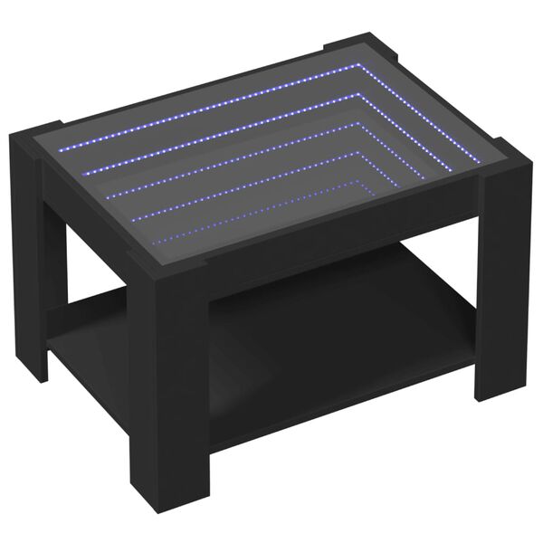 vidaXL Table basse avec LED noir 73x53x45 cm bois d'ing&eacute;nierie