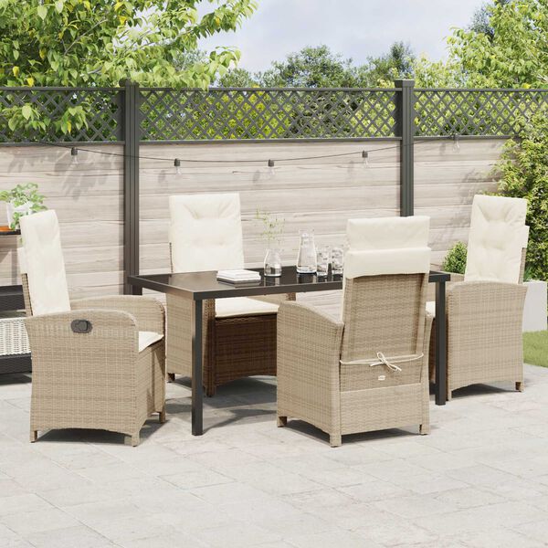vidaXL Ensemble de salle &agrave; manger pour jardin 5 pcs Beige polyrotin
