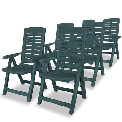 vidaXL Chaises inclinables de jardin lot de 6 Plastique Vert