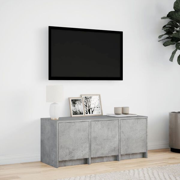 vidaXL Meuble TV avec LED gris béton 97x34x40 cm bois d'ingénierie
