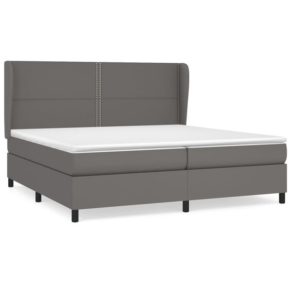vidaXL Sommier &agrave; lattes de lit avec matelas Gris 200x200 cm Similicuir