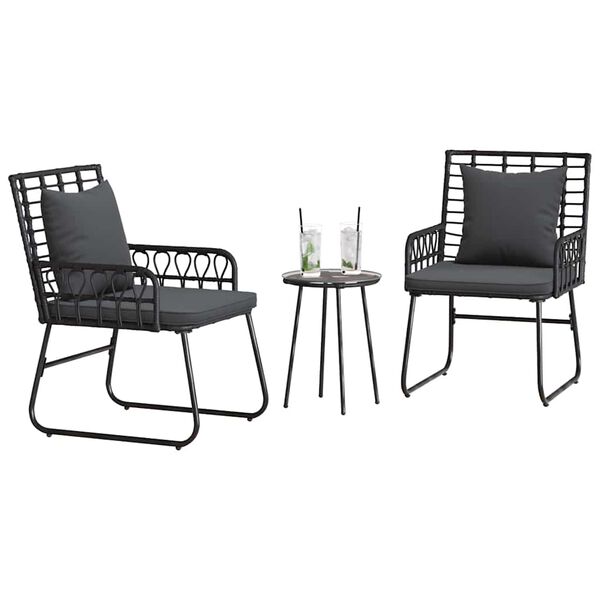 vidaXL Ensemble de salle à manger pour jardin 3 pcs Noir et anthracite