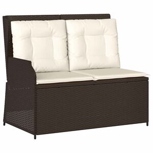vidaXL Banc inclinable de jardin avec coussins marron r&eacute;sine tress&eacute;e