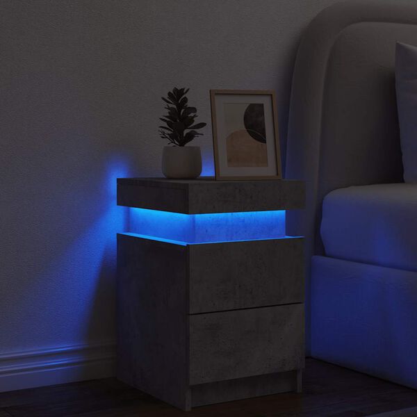 vidaXL Table de chevet avec lumières LED gris béton 35x39x55 cm