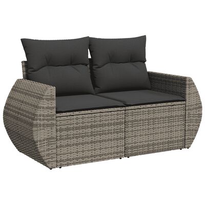 vidaXL Salon de jardin 4 pcs avec coussins gris résine tressée