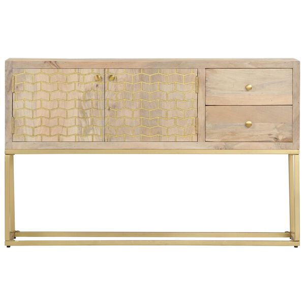 vidaXL buffet doré 120x30x75 cm bois de manguier massif