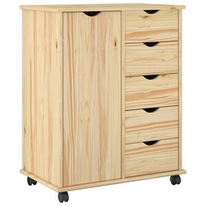 vidaXL Cabinet roulant 63,5 x 39 x 79 cm Bois de Pin Massif Marron