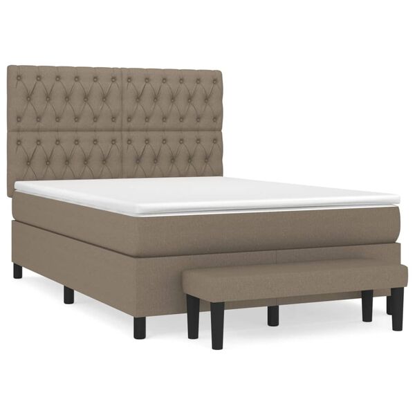 vidaXL Sommier &agrave; lattes de lit avec matelas Taupe 140x200 cm Tissu