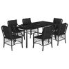 vidaXL Ensemble &agrave; manger de jardin coussins 7pcs Noir R&eacute;sine tress&eacute;e