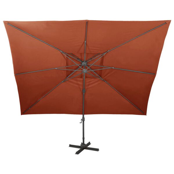 vidaXL Parasol de jardin d&eacute;port&eacute; avec double plateau en terre cuite 400 x 300 cm