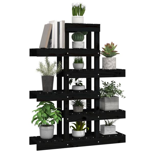 vidaXL Support à plantes Noir 85x25x109,5 cm Bois massif de pin