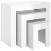 vidaXL Tables basses gigognes 3 pcs Blanc brillant Bois d'ing&eacute;nierie