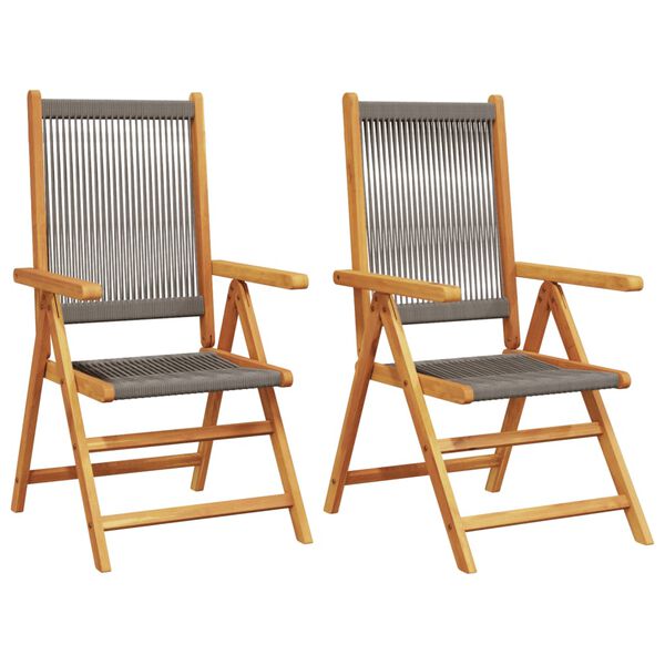 vidaXL Chaises de jardin lot de 2 gris bois d'acacia et polypropylène