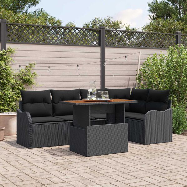 vidaXL Ensemble de canap&eacute; de jardin 6 pcs Noir Poly rotin