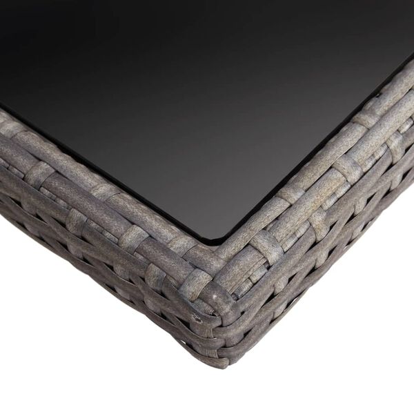 vidaXL Table à manger d'extérieur Gris Résine tressée et verre