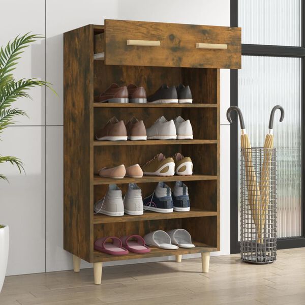 vidaXL Meuble &agrave; chaussures Ch&ecirc;ne fum&eacute; 60x35x105 cm Bois d'ing&eacute;nierie