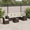 vidaXL Salon de jardin avec coussins 7 pcs marron r&eacute;sine tress&eacute;e