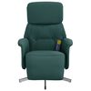 vidaXL Fauteuil inclinable de massage et repose-pieds vert fonc&eacute; tissu