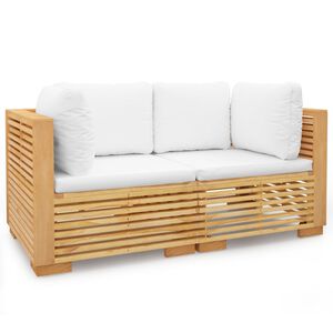 vidaXL Canap&eacute;s d'angle de jardin et coussins 2 pcs Bois teck massif