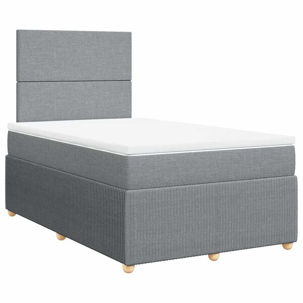 vidaXL Sommier &agrave; lattes de lit avec matelas Gris clair 120x200cm Tissu