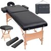 vidaXL Table de massage pliable et tabouret 10 cm d'&eacute;paisseur Noir