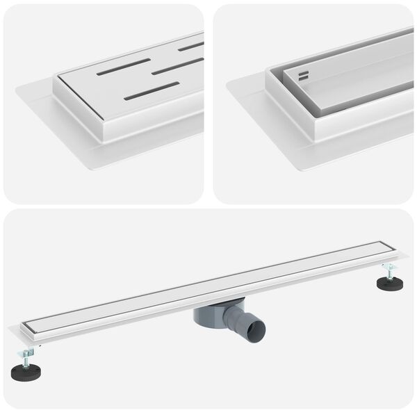 vidaXL &Eacute;vacuation de douche 2-en-1 avec siphon &agrave; 360&deg; Argent&eacute; 90 cm