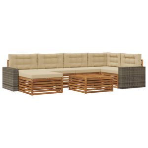 vidaXL Ensemble de canap&eacute;s d'ext&eacute;rieur 7 pcs Naturel et Beige