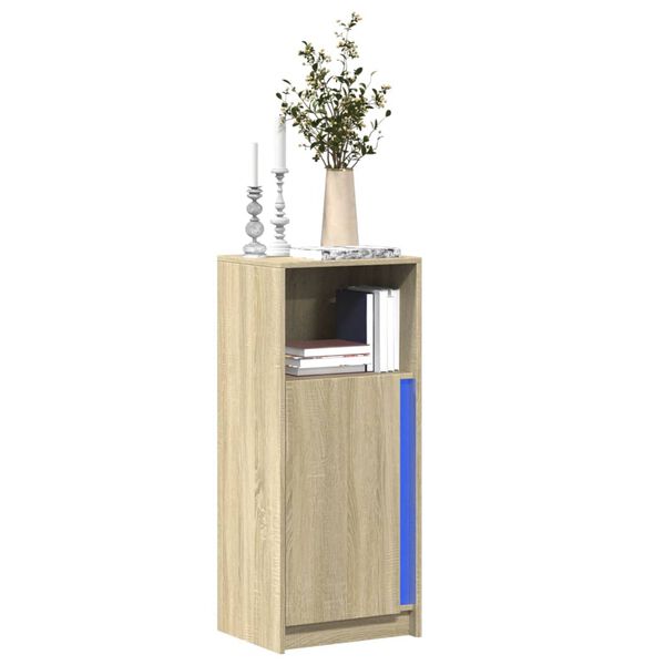vidaXL Buffet avec LED ch&ecirc;ne sonoma 42,5x34x100 cm bois d'ing&eacute;nierie