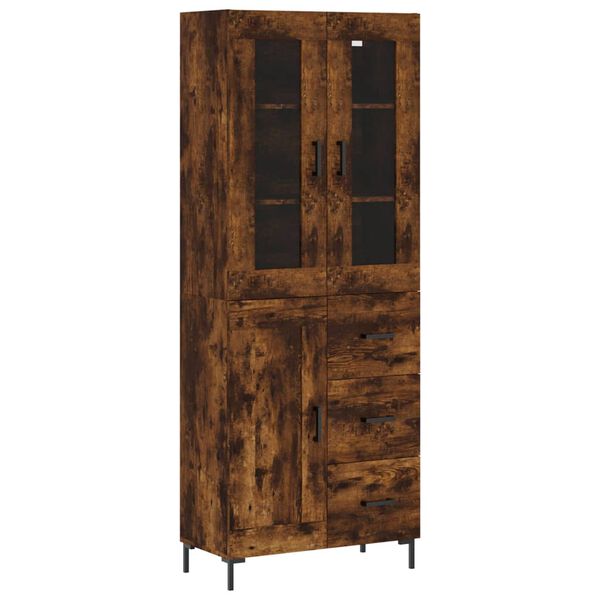 vidaXL Buffet haut Ch&ecirc;ne fum&eacute; 69,5x34x180 cm Bois d'ing&eacute;nierie