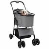 vidaXL Poussette Pliante pour Animaux Réglable Gris 81 x 47 x 99 cm