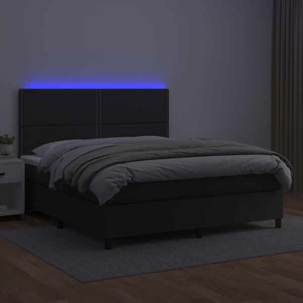 vidaXL Sommier &agrave; lattes de lit avec matelas et LED Noir 160x200 cm