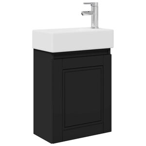 vidaXL Meuble de salle de bain avec robinet Noir 45,5 x 22,5 x 84 cm