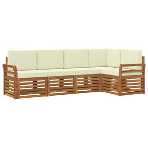 vidaXL Ensemble de canap&eacute;s d'ext&eacute;rieur 5 pc Naturel et Cr&egrave;me Polyester