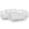 vidaXL Salon de jardin 9 pcs blanc bois de pin massif