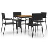 vidaXL Mobilier &agrave; d&icirc;ner d'ext&eacute;rieur 5 pcs R&eacute;sine tress&eacute;e Noir