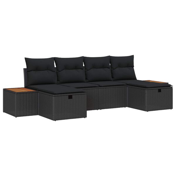 vidaXL Ensemble de canap&eacute; de jardin 6 pcs Noir 55 x 62 x 69 cm