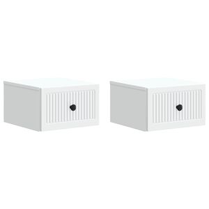 vidaXL Cabinet de chevet mural 2 pcs Blanc 33 x 34,5 x 20 cm