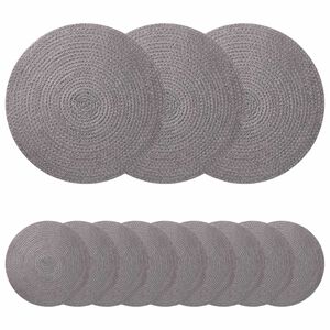 vidaXL Placemets en jute 12 pcs Gris &Oslash; 30 cm 100 % jute Tossa