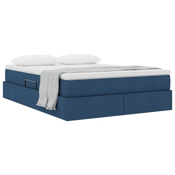 vidaXL Lit avec rangement et matelas Bleu 140 x 190 cm Polyester