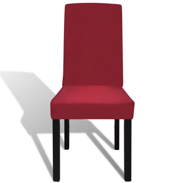 vidaXL Housse de chaise droite extensible 4 pcs Bordeaux