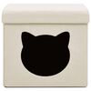 vidaXL Tabouret de rangement pliable motif de chat Blanc cr&egrave;me Tissu