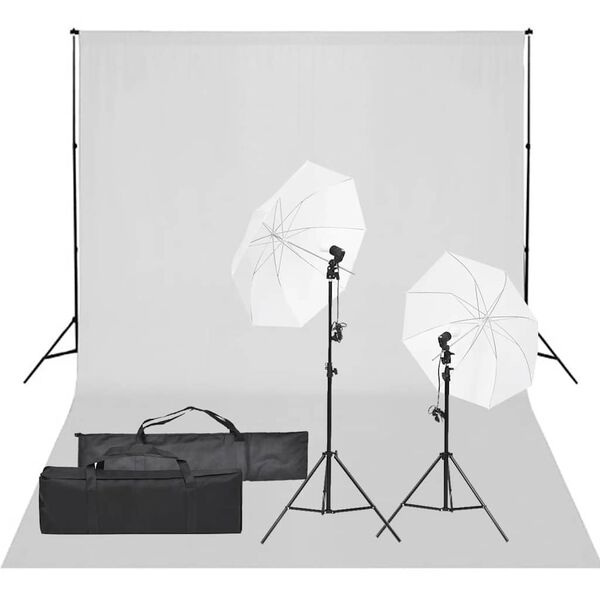 vidaXL Kit de studio photo avec éclairage et toile de fond