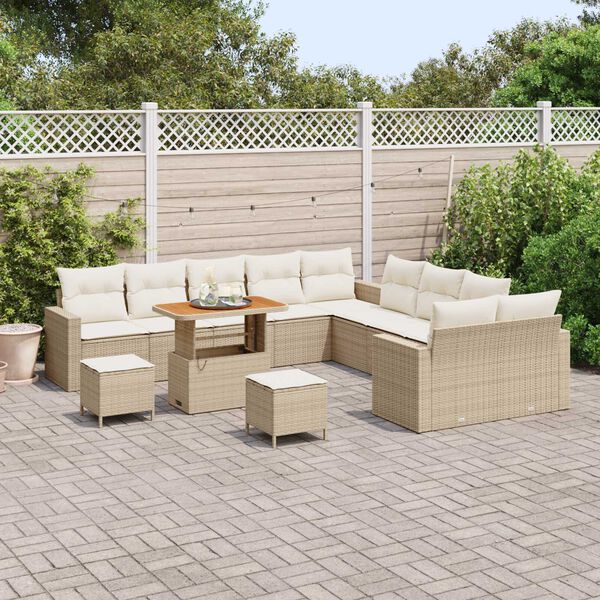 vidaXL Ensemble de canap&eacute; de jardin 13 pcs Beige polyrotin