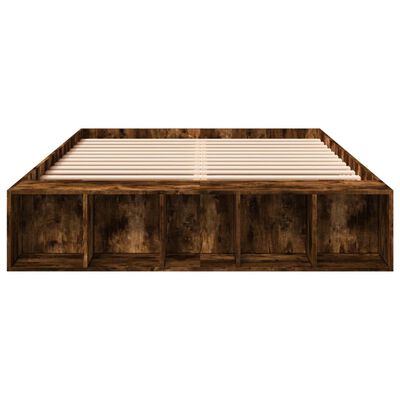 vidaXL Cadre de lit chêne fumé 150x200 cm bois d'ingénierie