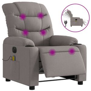 vidaXL Fauteuil de massage inclinable &eacute;lectrique Taupe Tissu