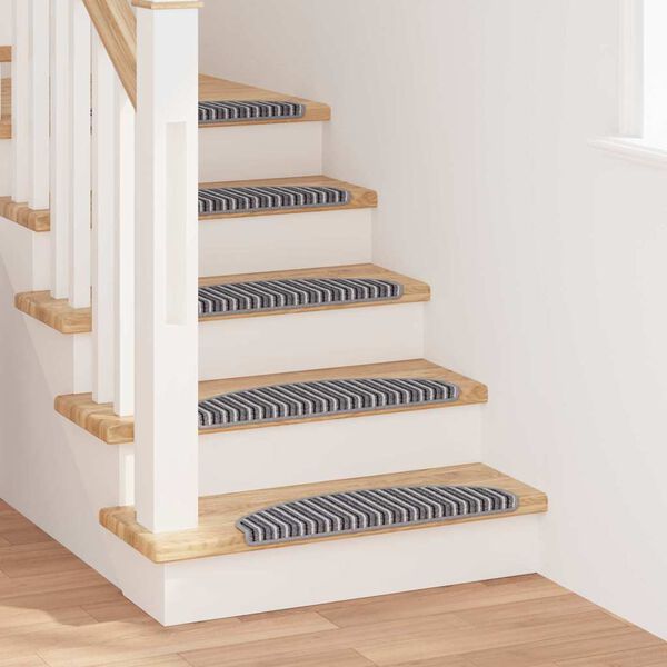 vidaXL Tapis d'escalier auto-adhésifs 15 pcs Gris 65 x 21 x 4 cm