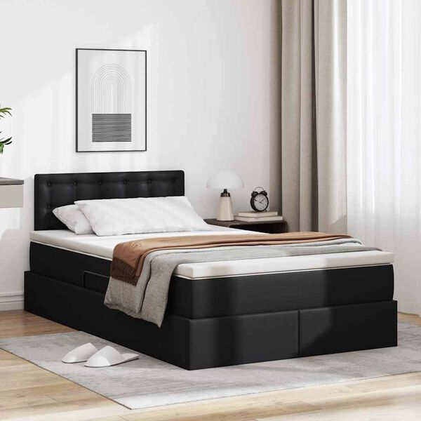 vidaXL Lit avec rangement et matelas Noir 120 x 190 cm Simili cuir