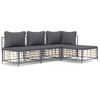 vidaXL Salon de jardin 4 pcs avec coussins anthracite r&eacute;sine tress&eacute;e