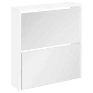 vidaXL Meuble &agrave; chaussures 2 &eacute;tages avec miroir 63x17x67 cm Blanc